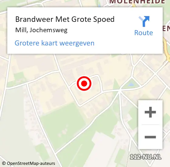 Locatie op kaart van de 112 melding: Brandweer Met Grote Spoed Naar Mill, Jochemsweg op 21 maart 2023 21:36