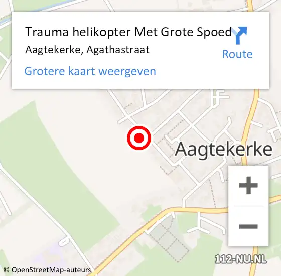 Locatie op kaart van de 112 melding: Trauma helikopter Met Grote Spoed Naar Aagtekerke, Agathastraat op 21 maart 2023 22:05