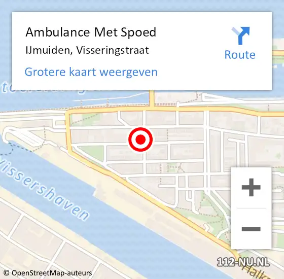 Locatie op kaart van de 112 melding: Ambulance Met Spoed Naar IJmuiden, Visseringstraat op 21 maart 2023 22:34