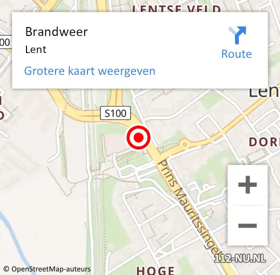 Locatie op kaart van de 112 melding: Brandweer Lent op 21 maart 2023 22:40