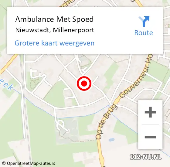 Locatie op kaart van de 112 melding: Ambulance Met Spoed Naar Nieuwstadt, Millenerpoort op 19 augustus 2014 18:10