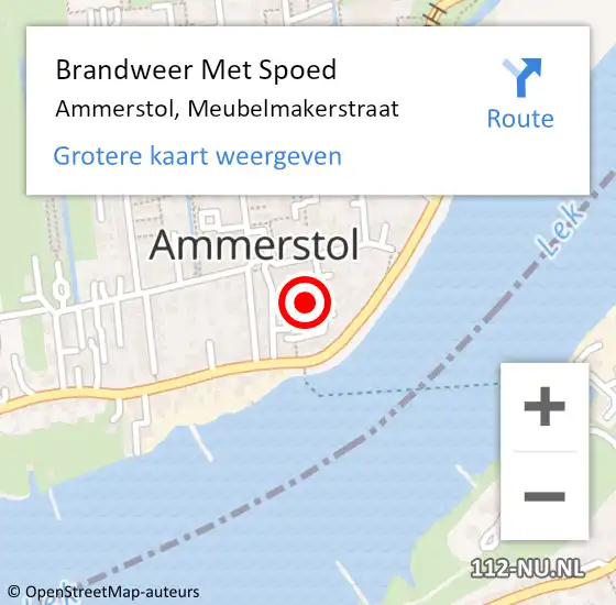 Locatie op kaart van de 112 melding: Brandweer Met Spoed Naar Ammerstol, Meubelmakerstraat op 21 maart 2023 23:13