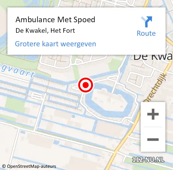 Locatie op kaart van de 112 melding: Ambulance Met Spoed Naar De Kwakel, Het Fort op 21 maart 2023 23:46