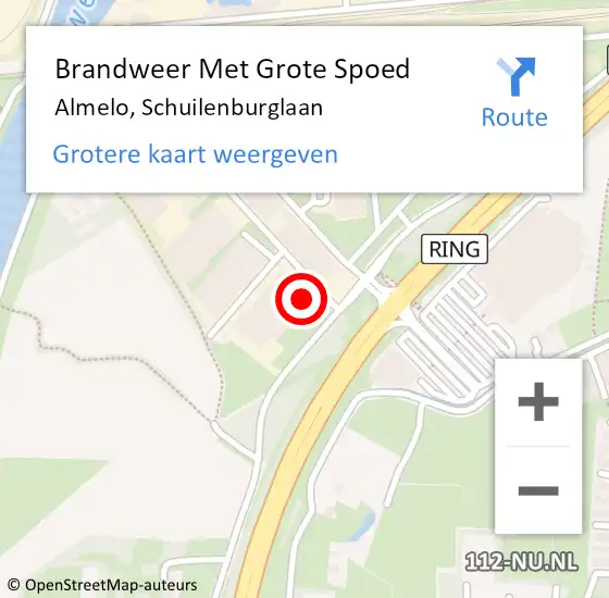 Locatie op kaart van de 112 melding: Brandweer Met Grote Spoed Naar Almelo, Schuilenburglaan op 21 maart 2023 23:53