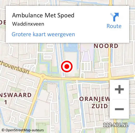 Locatie op kaart van de 112 melding: Ambulance Met Spoed Naar Waddinxveen op 22 maart 2023 01:07