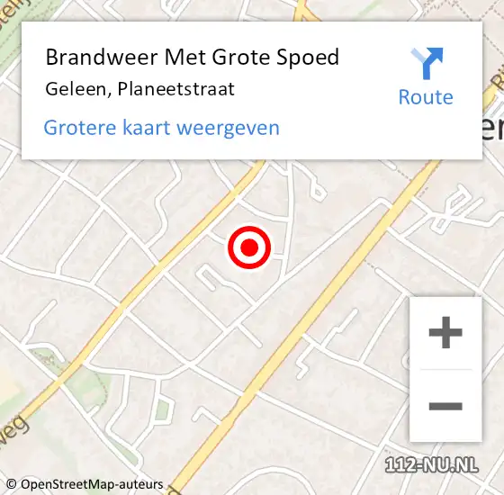 Locatie op kaart van de 112 melding: Brandweer Met Grote Spoed Naar Geleen, Planeetstraat op 22 maart 2023 01:46