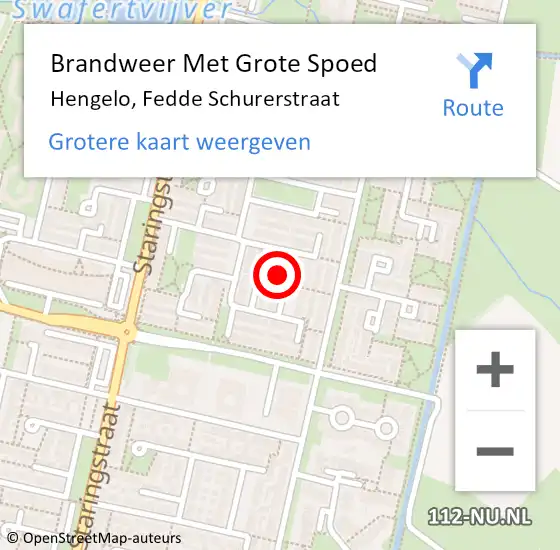 Locatie op kaart van de 112 melding: Brandweer Met Grote Spoed Naar Hengelo, Fedde Schurerstraat op 22 maart 2023 02:48