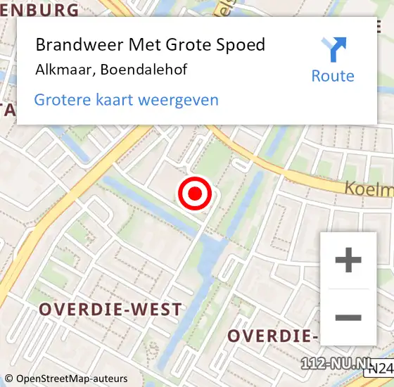 Locatie op kaart van de 112 melding: Brandweer Met Grote Spoed Naar Alkmaar, Boendalehof op 22 maart 2023 03:08