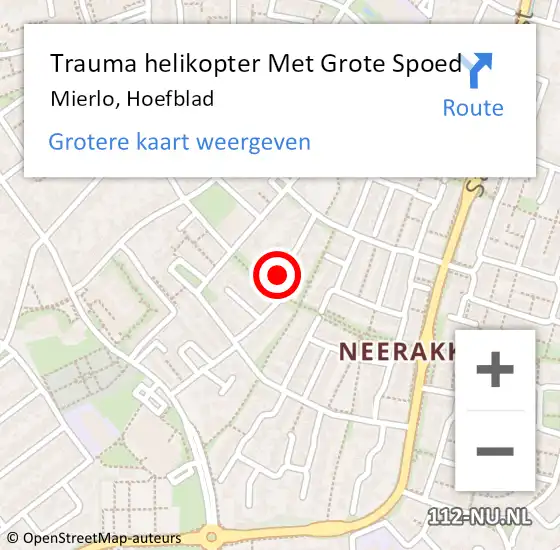 Locatie op kaart van de 112 melding: Trauma helikopter Met Grote Spoed Naar Mierlo, Hoefblad op 22 maart 2023 03:56