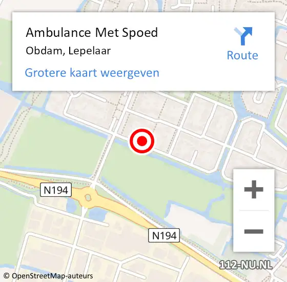 Locatie op kaart van de 112 melding: Ambulance Met Spoed Naar Obdam, Lepelaar op 22 maart 2023 04:16