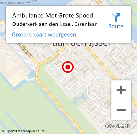 Locatie op kaart van de 112 melding: Ambulance Met Grote Spoed Naar Ouderkerk aan den IJssel, Essenlaan op 22 maart 2023 05:29