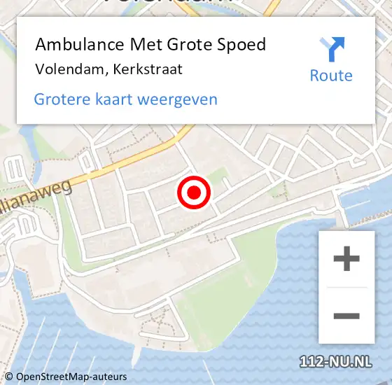 Locatie op kaart van de 112 melding: Ambulance Met Grote Spoed Naar Volendam, Kerkstraat op 22 maart 2023 05:37