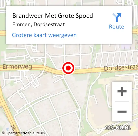 Locatie op kaart van de 112 melding: Brandweer Met Grote Spoed Naar Emmen, Dordsestraat op 22 maart 2023 05:48