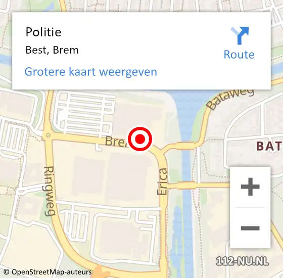 Locatie op kaart van de 112 melding: Politie Best, Brem op 22 maart 2023 06:59