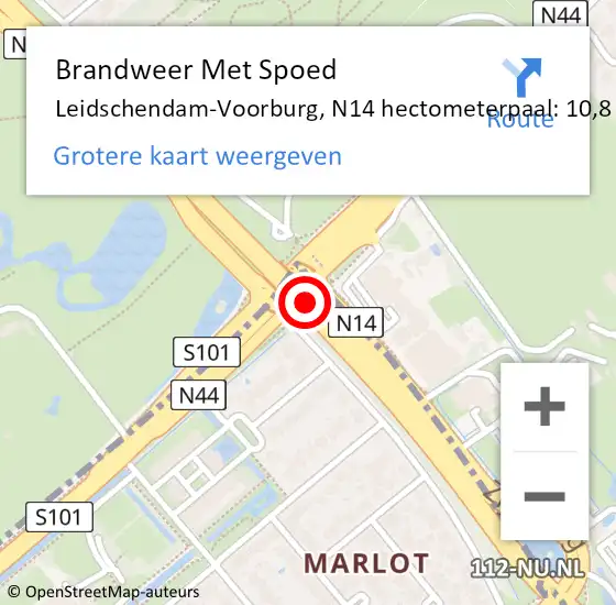Locatie op kaart van de 112 melding: Brandweer Met Spoed Naar Leidschendam-Voorburg, N14 hectometerpaal: 10,8 op 22 maart 2023 07:31
