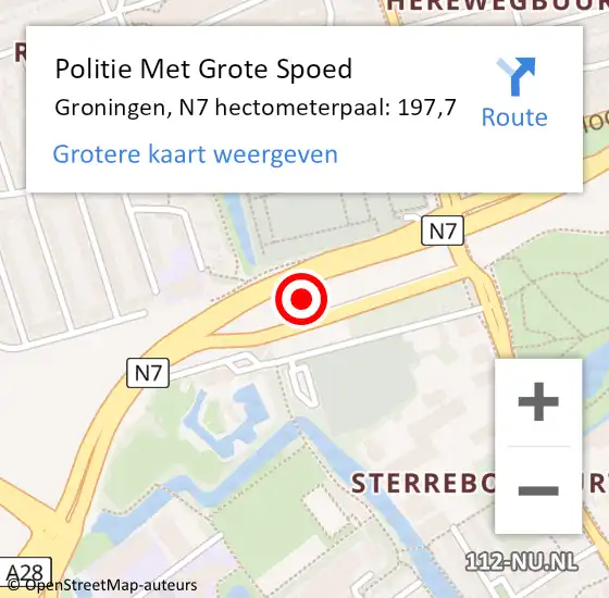 Locatie op kaart van de 112 melding: Politie Met Grote Spoed Naar Groningen, N7 hectometerpaal: 197,7 op 22 maart 2023 07:45