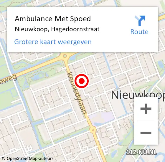 Locatie op kaart van de 112 melding: Ambulance Met Spoed Naar Nieuwkoop, Hagedoornstraat op 22 maart 2023 07:55