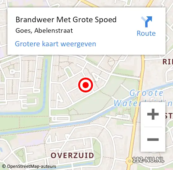 Locatie op kaart van de 112 melding: Brandweer Met Grote Spoed Naar Goes, Abelenstraat op 22 maart 2023 08:06