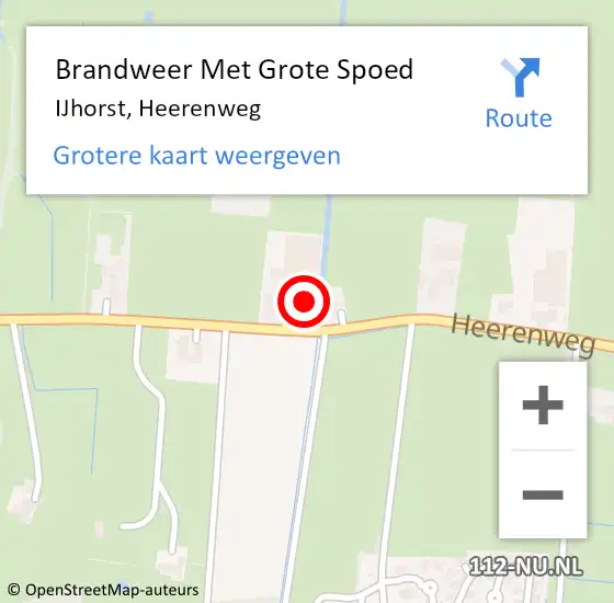 Locatie op kaart van de 112 melding: Brandweer Met Grote Spoed Naar IJhorst, Heerenweg op 22 maart 2023 08:35