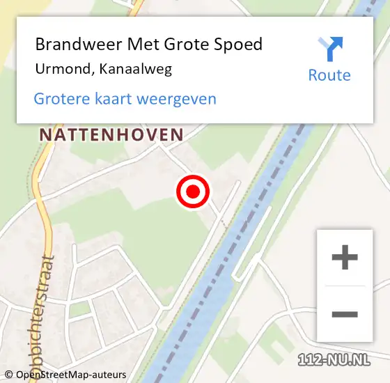 Locatie op kaart van de 112 melding: Brandweer Met Grote Spoed Naar Urmond, Kanaalweg op 22 maart 2023 09:04