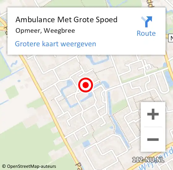 Locatie op kaart van de 112 melding: Ambulance Met Grote Spoed Naar Opmeer, Weegbree op 22 maart 2023 09:26