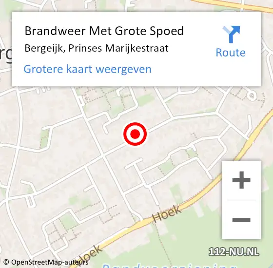 Locatie op kaart van de 112 melding: Brandweer Met Grote Spoed Naar Bergeijk, Prinses Marijkestraat op 22 maart 2023 09:31