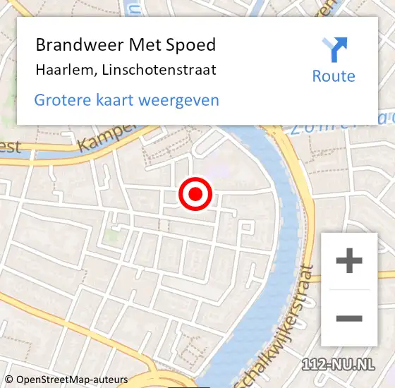 Locatie op kaart van de 112 melding: Brandweer Met Spoed Naar Haarlem, Linschotenstraat op 22 maart 2023 09:52