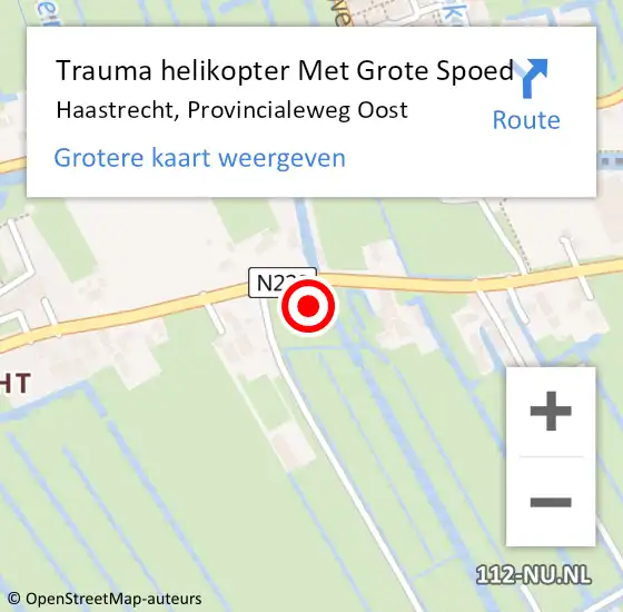 Locatie op kaart van de 112 melding: Trauma helikopter Met Grote Spoed Naar Haastrecht, Provincialeweg Oost op 22 maart 2023 09:54