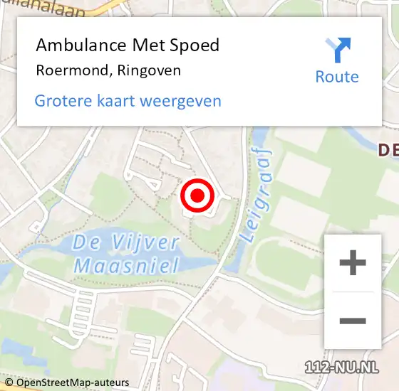 Locatie op kaart van de 112 melding: Ambulance Met Spoed Naar Roermond, Ringoven op 22 maart 2023 09:55