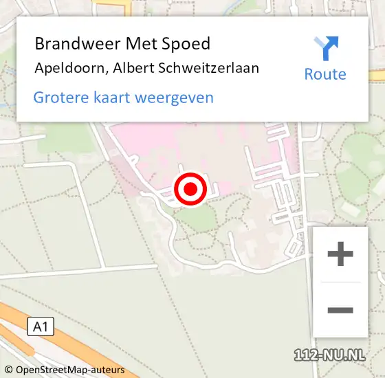 Locatie op kaart van de 112 melding: Brandweer Met Spoed Naar Apeldoorn, Albert Schweitzerlaan op 22 maart 2023 10:12