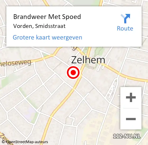 Locatie op kaart van de 112 melding: Brandweer Met Spoed Naar Vorden, Smidsstraat op 22 maart 2023 10:41