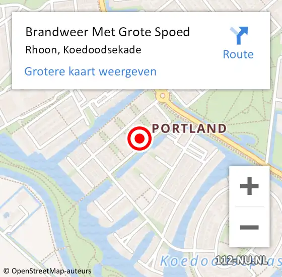 Locatie op kaart van de 112 melding: Brandweer Met Grote Spoed Naar Rhoon, Koedoodsekade op 22 maart 2023 11:10