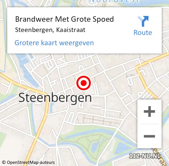 Locatie op kaart van de 112 melding: Brandweer Met Grote Spoed Naar Steenbergen, Kaaistraat op 22 maart 2023 11:11