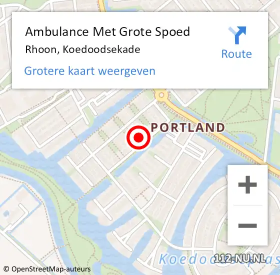 Locatie op kaart van de 112 melding: Ambulance Met Grote Spoed Naar Rhoon, Koedoodsekade op 22 maart 2023 11:11