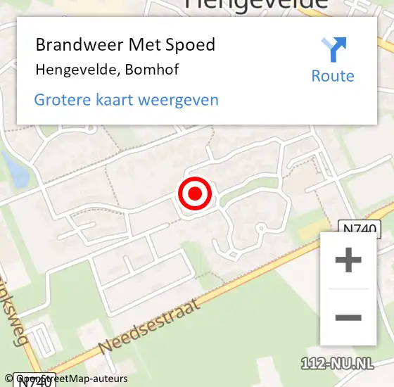 Locatie op kaart van de 112 melding: Brandweer Met Spoed Naar Hengevelde, Bomhof op 22 maart 2023 11:34