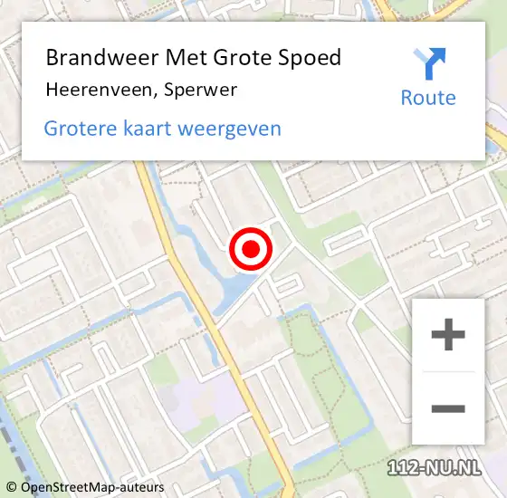 Locatie op kaart van de 112 melding: Brandweer Met Grote Spoed Naar Heerenveen, Sperwer op 22 maart 2023 12:05