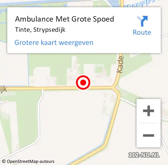 Locatie op kaart van de 112 melding: Ambulance Met Grote Spoed Naar Tinte, Strypsedijk op 22 maart 2023 12:06