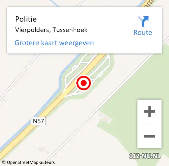 Locatie op kaart van de 112 melding: Politie Vierpolders, Tussenhoek op 22 maart 2023 12:10