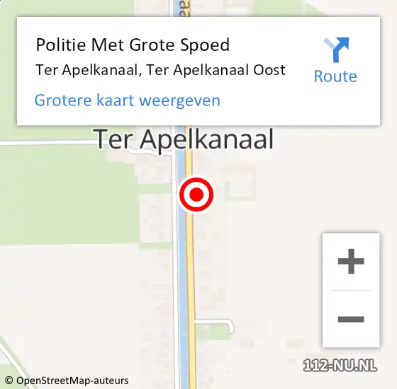 Locatie op kaart van de 112 melding: Politie Met Grote Spoed Naar Ter Apelkanaal, Ter Apelkanaal Oost op 22 maart 2023 12:26