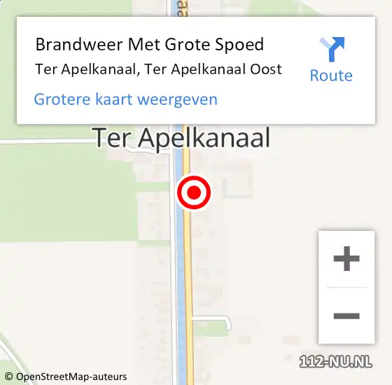 Locatie op kaart van de 112 melding: Brandweer Met Grote Spoed Naar Ter Apelkanaal, Ter Apelkanaal Oost op 22 maart 2023 12:27