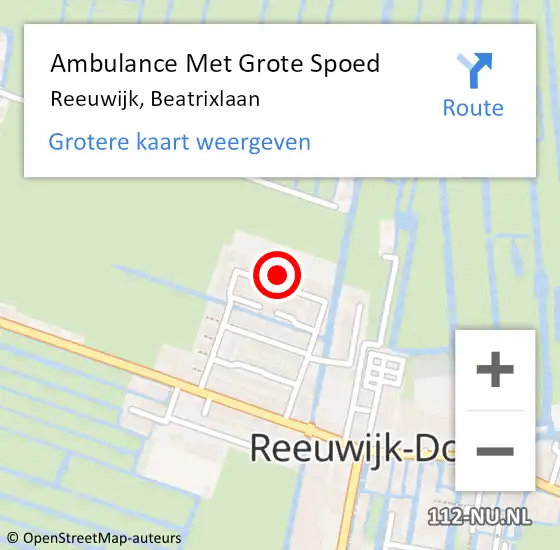 Locatie op kaart van de 112 melding: Ambulance Met Grote Spoed Naar Reeuwijk, Beatrixlaan op 22 maart 2023 12:27