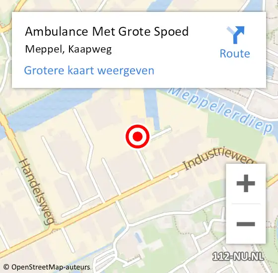 Locatie op kaart van de 112 melding: Ambulance Met Grote Spoed Naar Meppel, Kaapweg op 22 maart 2023 13:27