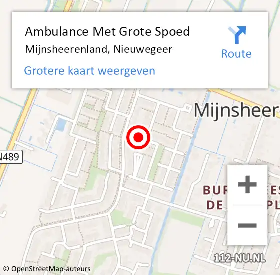 Locatie op kaart van de 112 melding: Ambulance Met Grote Spoed Naar Mijnsheerenland, Nieuwegeer op 22 maart 2023 13:46