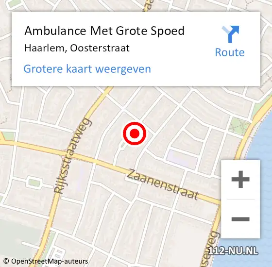 Locatie op kaart van de 112 melding: Ambulance Met Grote Spoed Naar Haarlem, Oosterstraat op 22 maart 2023 13:47