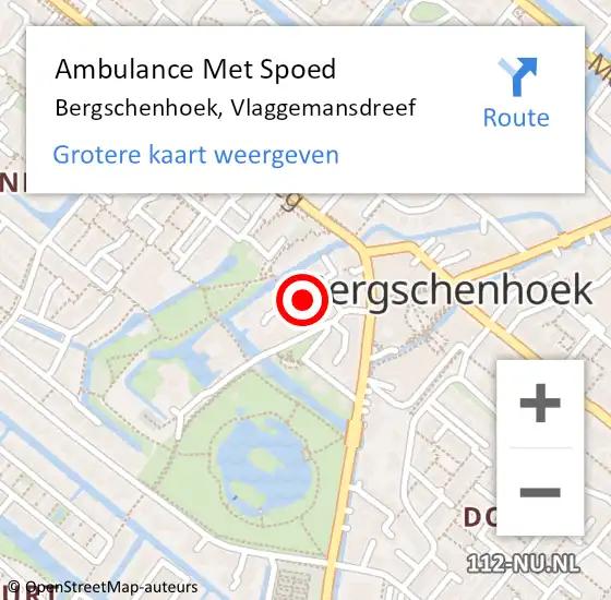 Locatie op kaart van de 112 melding: Ambulance Met Spoed Naar Bergschenhoek, Vlaggemansdreef op 22 maart 2023 13:49