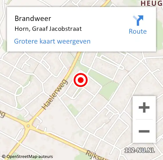 Locatie op kaart van de 112 melding: Brandweer Horn, Graaf Jacobstraat op 19 augustus 2014 19:35