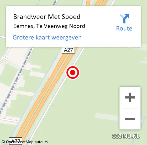 Locatie op kaart van de 112 melding: Brandweer Met Spoed Naar Eemnes, Te Veenweg Noord op 22 maart 2023 14:19