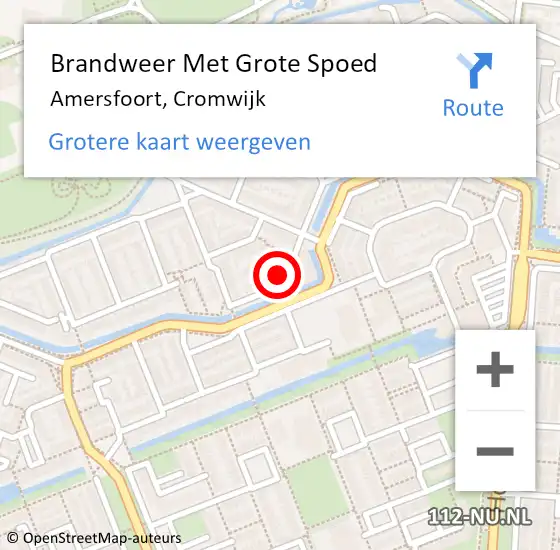 Locatie op kaart van de 112 melding: Brandweer Met Grote Spoed Naar Amersfoort, Cromwijk op 22 maart 2023 14:20