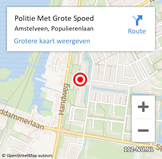 Locatie op kaart van de 112 melding: Politie Met Grote Spoed Naar Amstelveen, Populierenlaan op 22 maart 2023 14:22