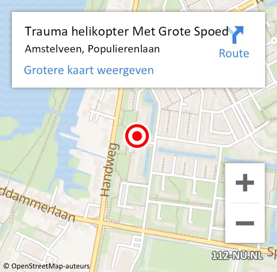 Locatie op kaart van de 112 melding: Trauma helikopter Met Grote Spoed Naar Amstelveen, Populierenlaan op 22 maart 2023 14:23